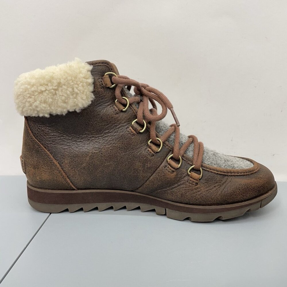 Sorel Harlow Lace Cozy Ankle Boots Shearling Fur‎ Waterproof Leather Womens 9 - Picture 9 of 12